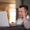 Trendy man working in startup office