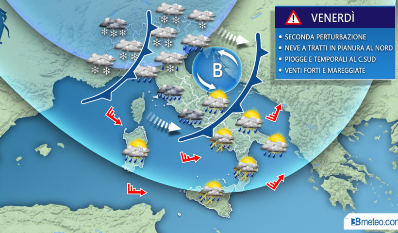 Venerdì italia meteo neve fronte