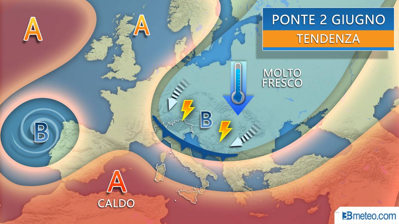 La carta meteorologica per il ponte del 2 giugno