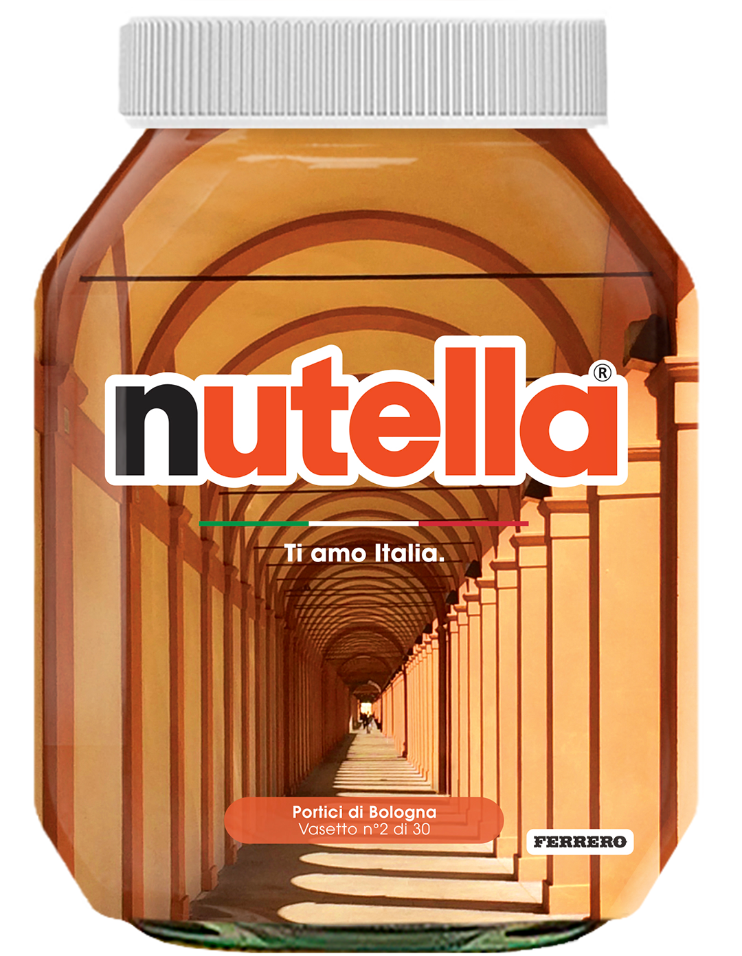 Emilia Romagna - Portici di Bologna - i vasetti di nutella dedicati all'italia