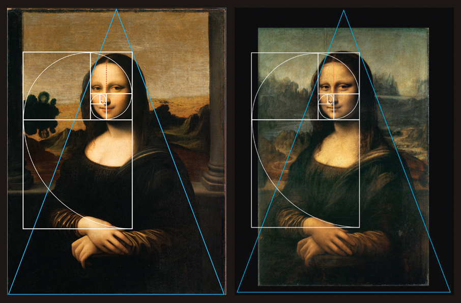 24 golden ratio earlier mona lisa (l) and louvre mona lisa